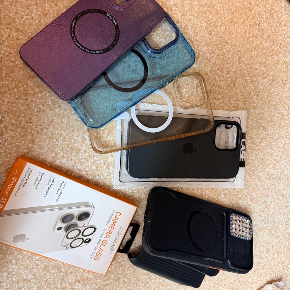 Protective Phone Case Set - Purple, Blue, Clear (gentle use), Black 13 pro max